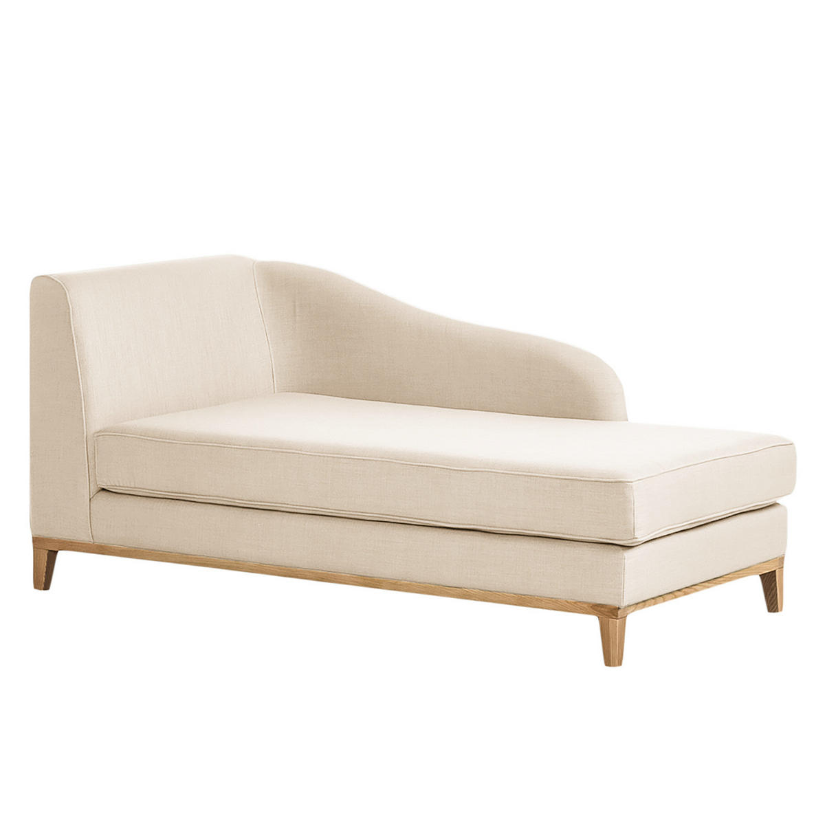 RECAMIERE - Samtstoff - Beige, Eichenholz/Textil (165/77/82cm) - home24