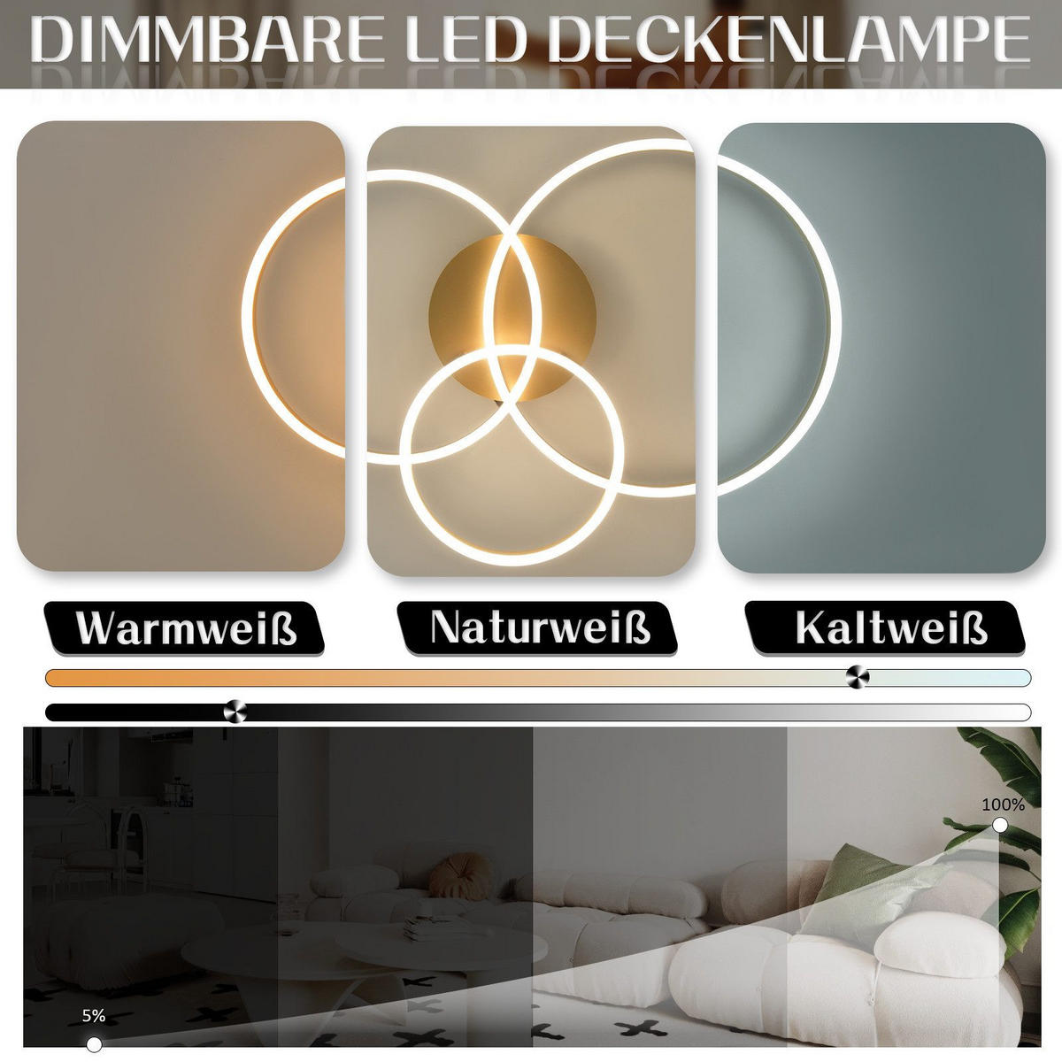 LED-DECKENLEUCHTE Macchia 58/82/24cm - Goldfarben, Metall (82/58/24cm) - Nettlife