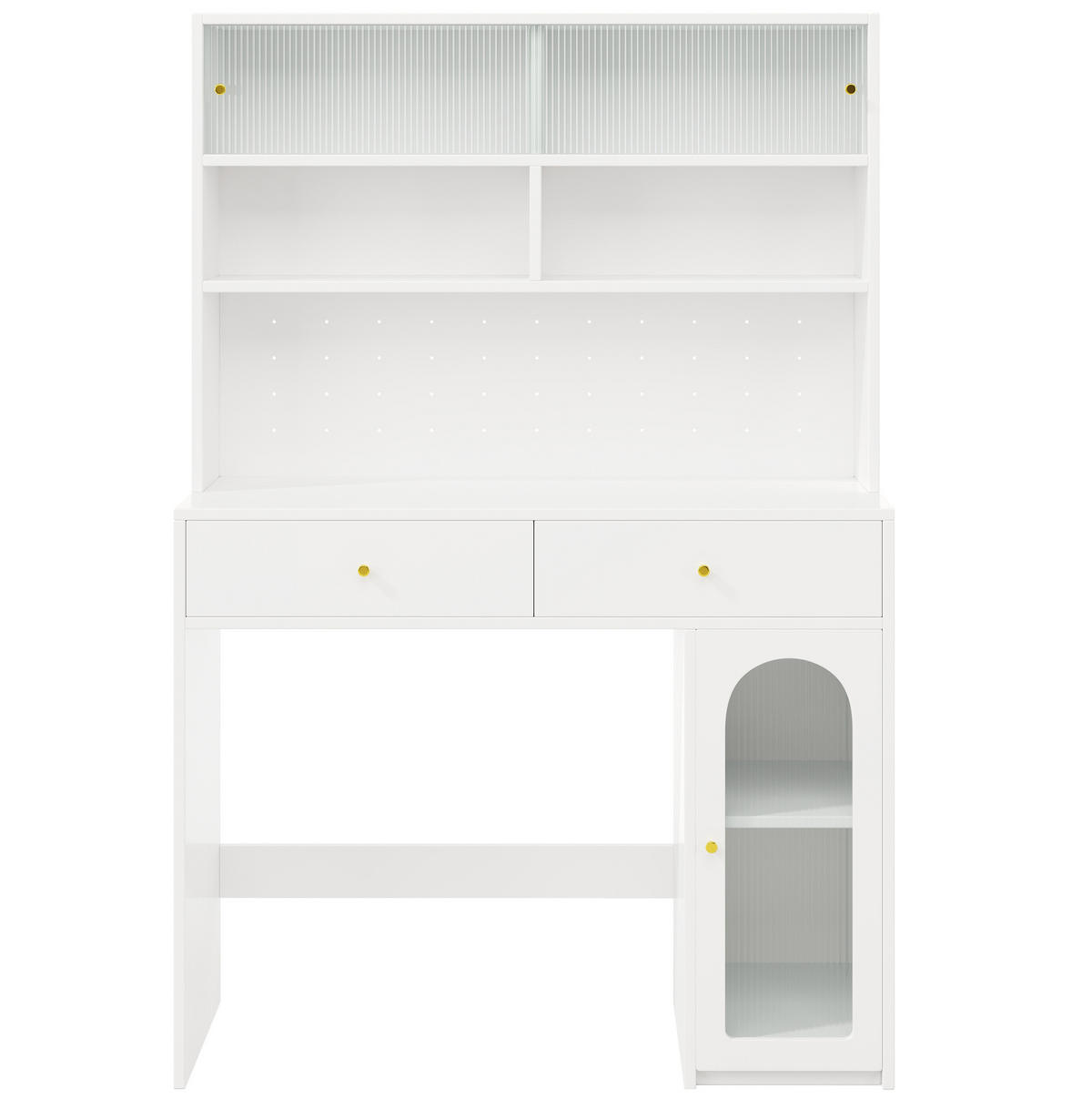 BUFFET-SET 120/45/180 cm weiß aus MDF mit klappbarem Esstisch - Weiß, Holzwerkstoff (120/180/45cm) - OKWISH