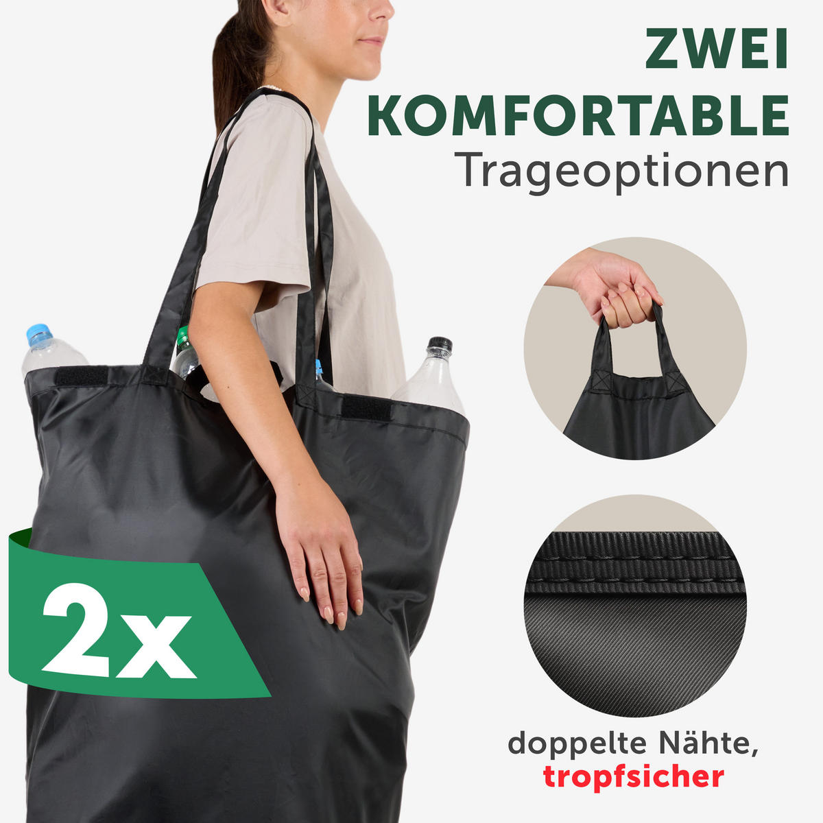 PFANDFLASCHEN-SAMMELBEHÄLTER 150L Grau (2 Fächer) - Grau, Kunststoff (37/4/57cm) - Blumtal