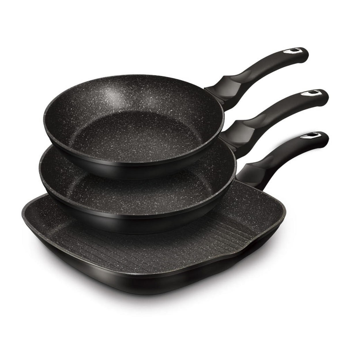 PFANNENSET Schwarz 28/28/4.1 cm BH6157 - Schwarz, Metall - Berlinger Haus