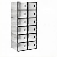 SCHUHBOX-SET Schwarz & Transparent 12er-Set 50/35,5/111,5 cm - Schwarz, Kunststoff (50/111.5/35.5cm) - PANGIVO