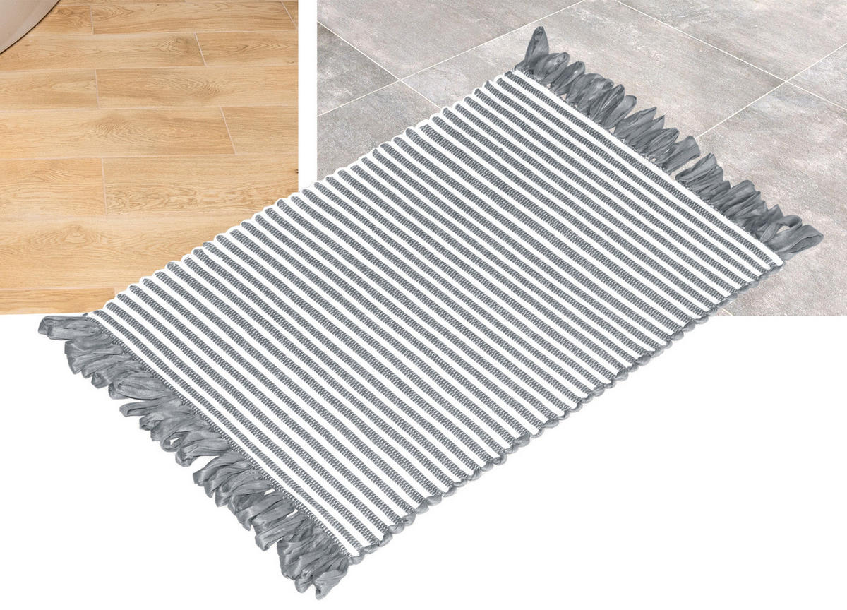 HANDGEWEBTER Läufer 50x70 cm Rauchgrau - Grau, Naturmaterialien/Textil (50/70cm) - Lashuma