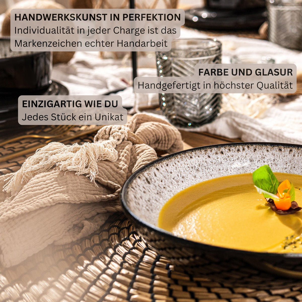 SUPPENTELLER SET SANSIBAR - 6 teilig aus Steingut - Schwarz, Keramik (20cm) - Sänger