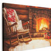 LEINWANDBILD Winter - Weihnachten - Zuhause - Kamin 30x20 cm - Bernsteinfarben, Textil (30/20cm) - MuchoWow