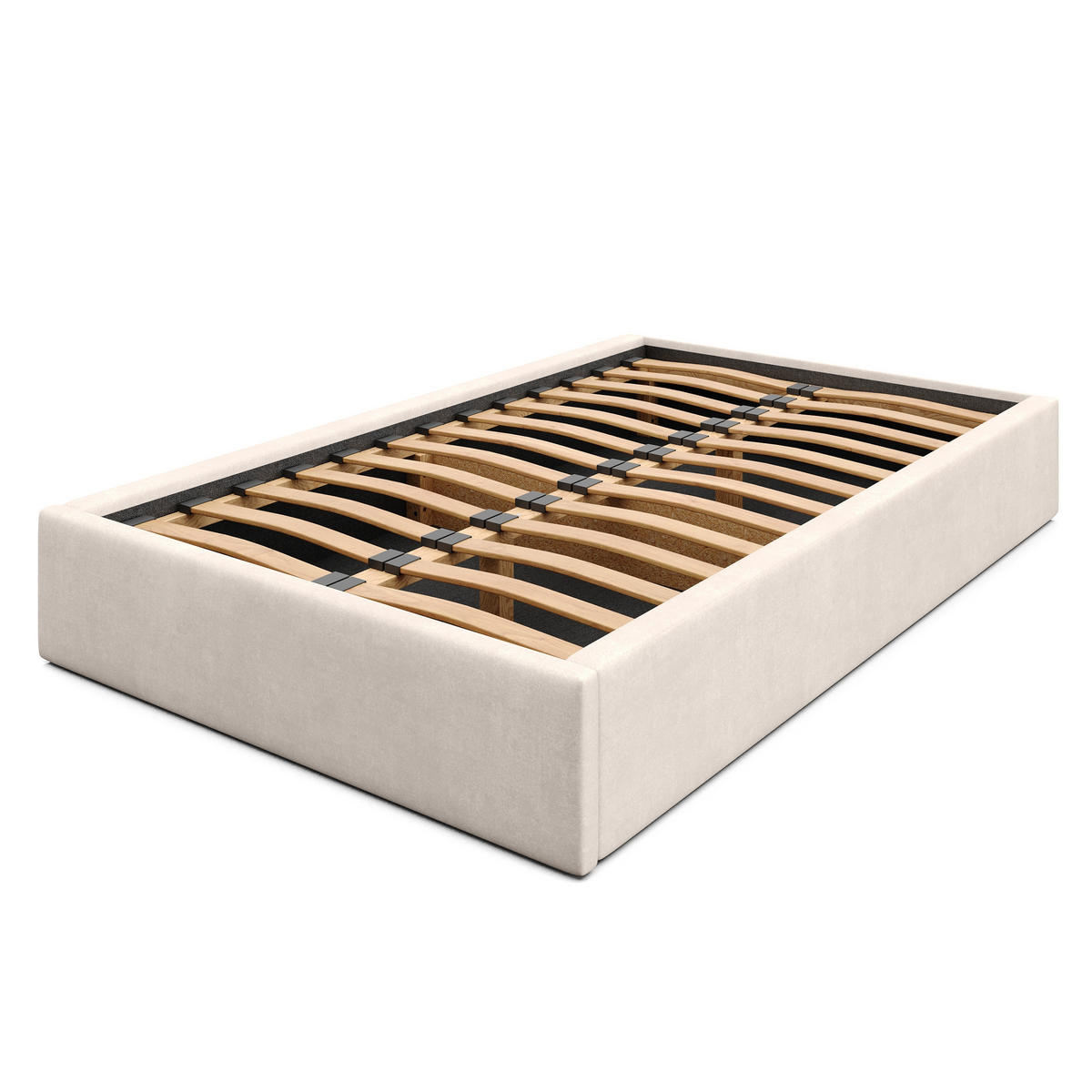 POLSTERBETT 120x200cm Bett mit Stauraum Lattenrost Creme - Creme, Holz/Holzwerkstoff (120/200cm) - Muralo