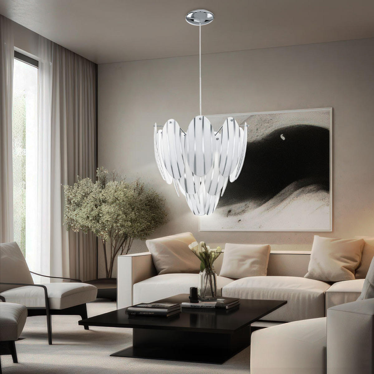 HÄNGELEUCHTE Glas Stahl Chrom Silber - Silberfarben, Glas (39/39/110cm)