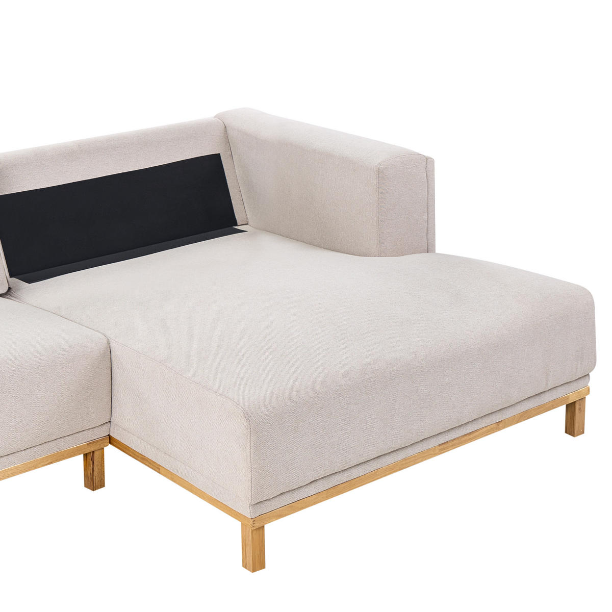 COLȚAR cu 5 locuri textil bej deschis pe partea stângă Veng - bej/maro deschis, material textil (347/156cm) - Beliani
