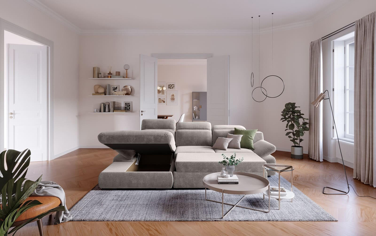 Thumbnail - Cotta Ecksofa, Taupe, Textil, Echtholz,Fichte, L-Form,L-Form, 276x168 cm, Wohnzimmer, Sofas & Couches, Wohnlandschaften,...