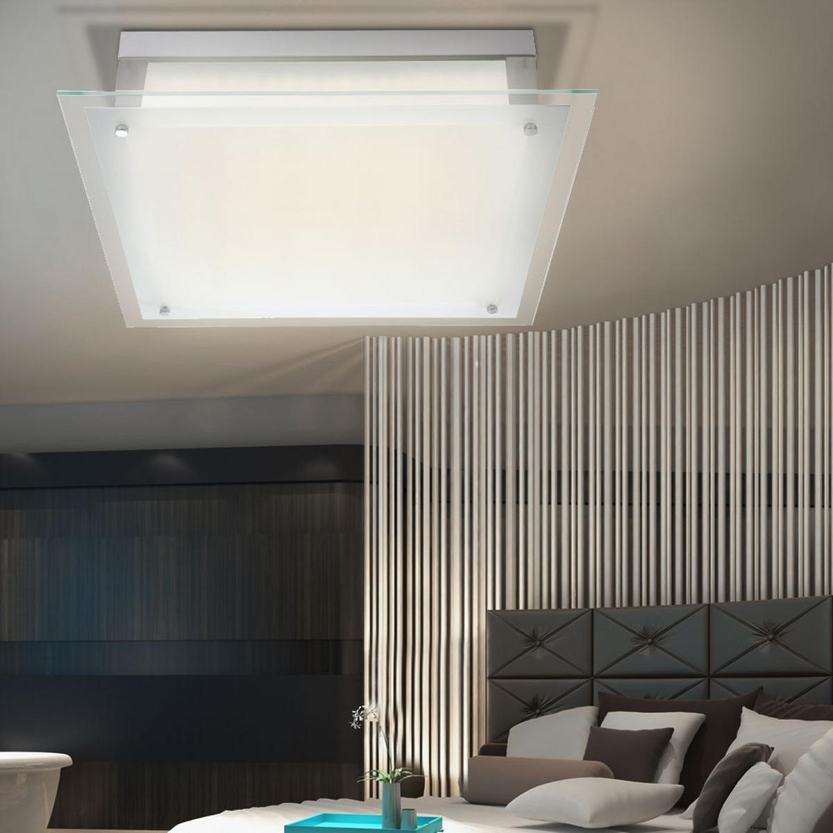 LED DECKENLEUCHTE Metall Weiß Chrom - Weiß, Glas (45/45/10.3cm) - Globo Lighting