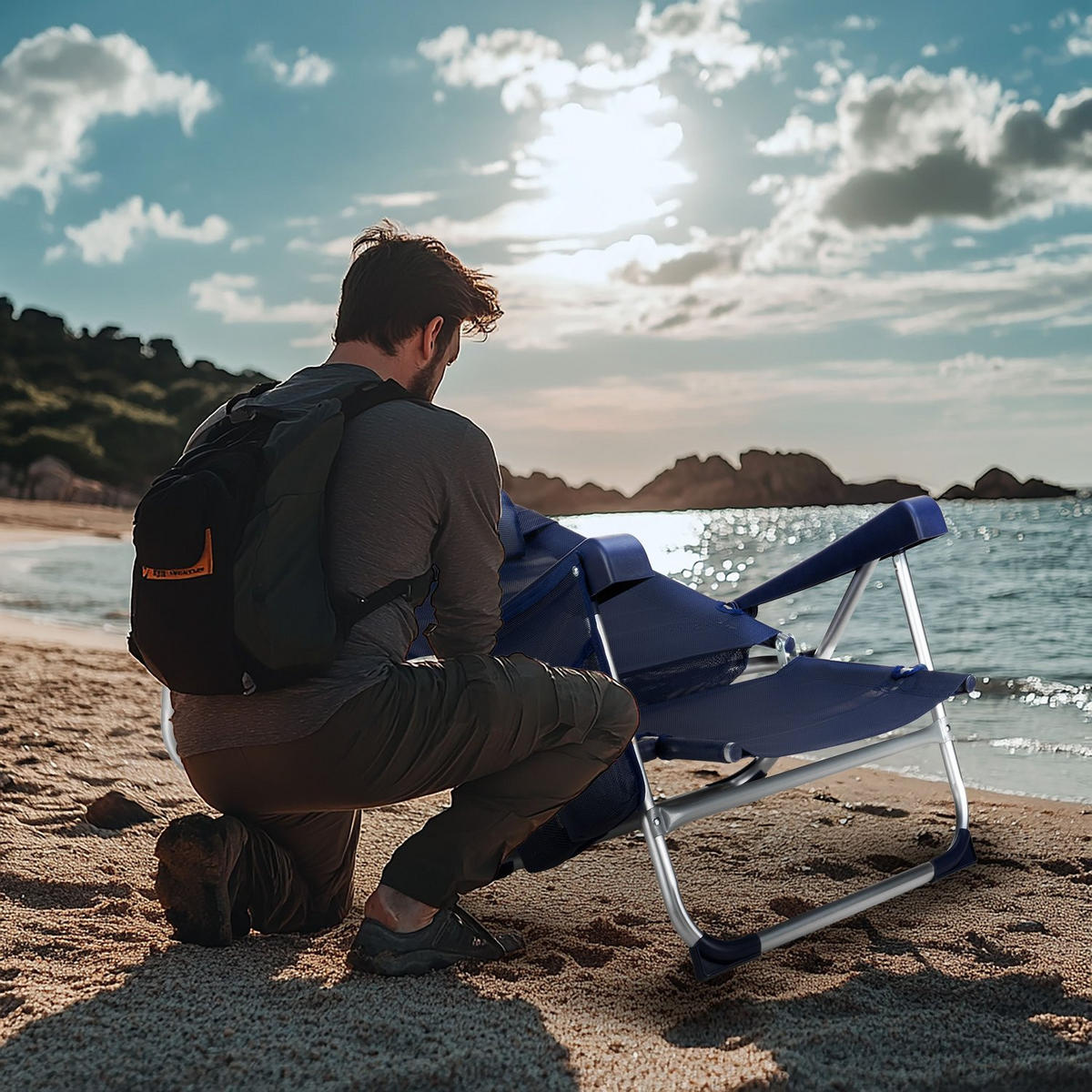 GARTEN-RELAXSESSEL bis 120 kg - Blau, Textil (58.5/74/46cm) - Outtec