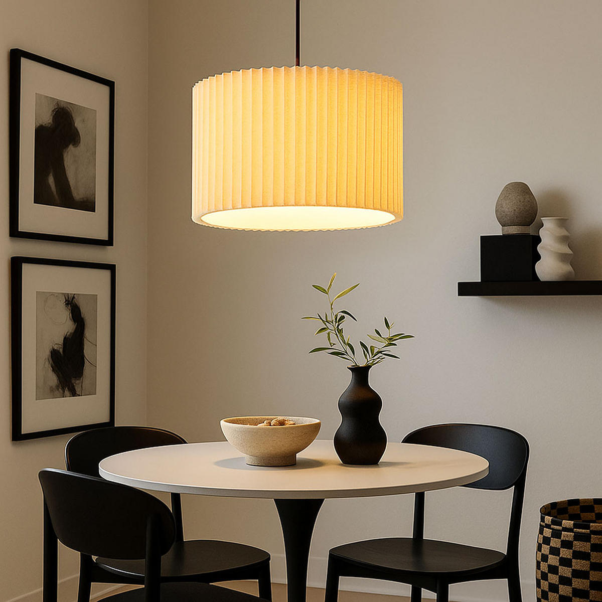 PENDELLEUCHTE Textil naturfarben - Beige, Metall (38/38/120cm) - Globo Lighting