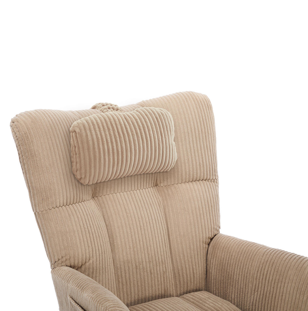 SCHWINGSTUHL mit Armlehnen in Braun aus Cord, mit Nackenkissen und Fußstütze - Braun, Textil (65/92/102cm) - BEAOK