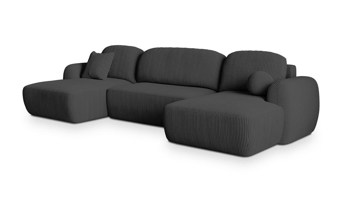 ROHOVÁ SEDAČKA SAVONA grafitová - černá/grafitová, dřevo/textil (320/148cm) - MASSENO