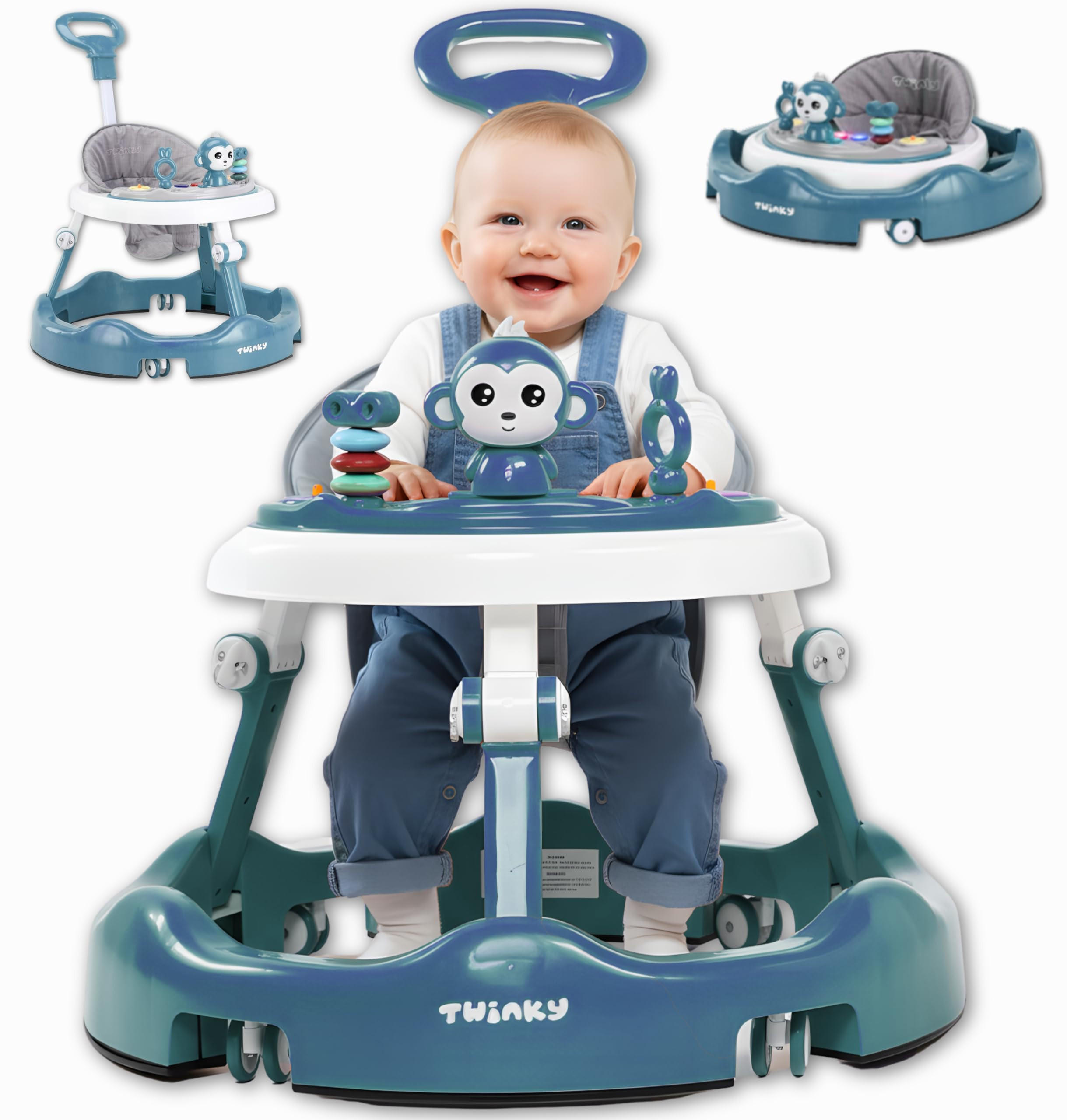 LAUFLERNWAGEN mit Spielset & Bodenmatte Azur Blau - Dunkelblau, Kunststoff (70/70cm) - Twinky