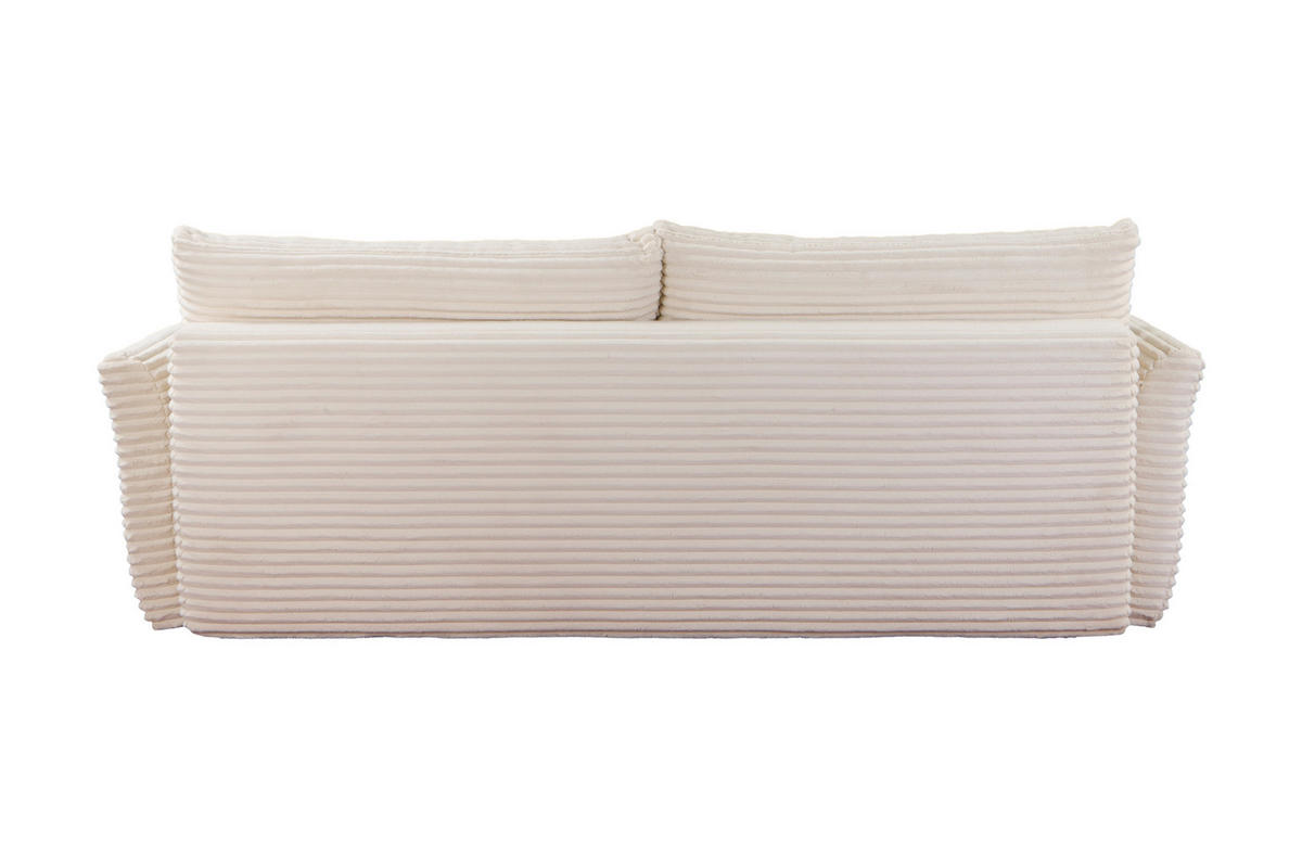 BETTSOFA ILANO Creme Kordstoff mit Schlaffunktion - Creme, Textil (108/92/240cm) - MASSENO