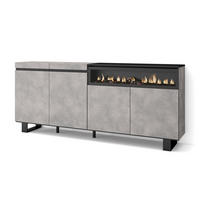 SIDEBOARD Elektrokamin, zementgrau, 200/35/87cm - Schwarz/Grau, Holzwerkstoff (200/87/35cm) - Skraut Home