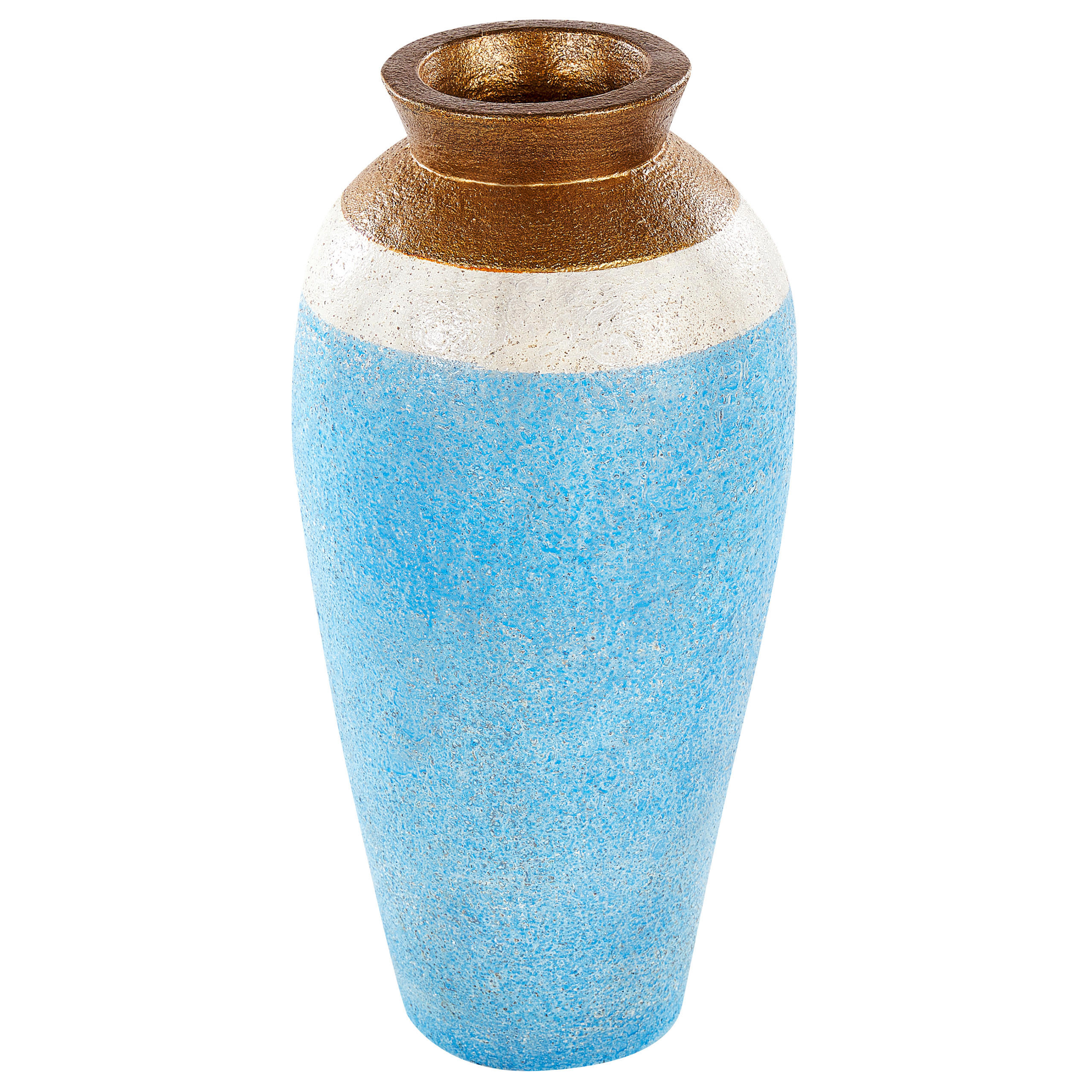DEKOVASE Terrakotta blau Plateje - Blau, Stein (42cm) - Beliani