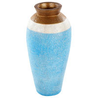 DEKOVASE Terrakotta blau Plateje - Blau, Stein (42cm) - Beliani