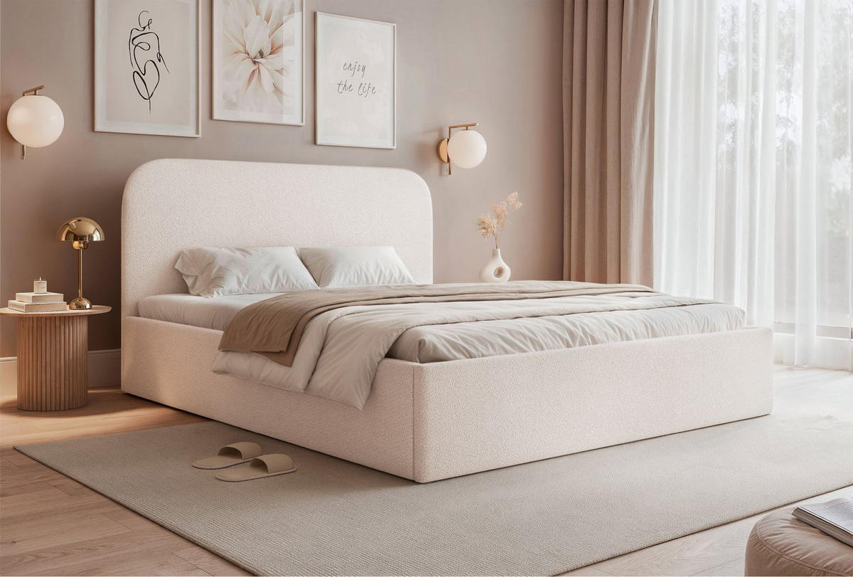POLSTERBETT Sonvivo Cremefarben Chenille 160x200 cm - Creme, Kunststoff/Textil (160/200cm) - Selsey