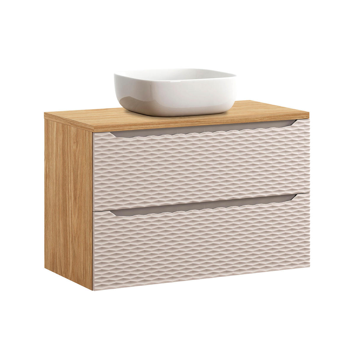 WASCHTISCH 90cm Elora Beige und Holz - Braun, Holzwerkstoff (90/59/46cm) - Petits-meubles