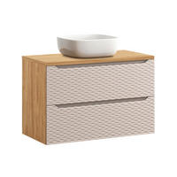 WASCHTISCH 90cm Elora Beige und Holz - Braun, Holzwerkstoff (90/59/46cm) - Petits-meubles