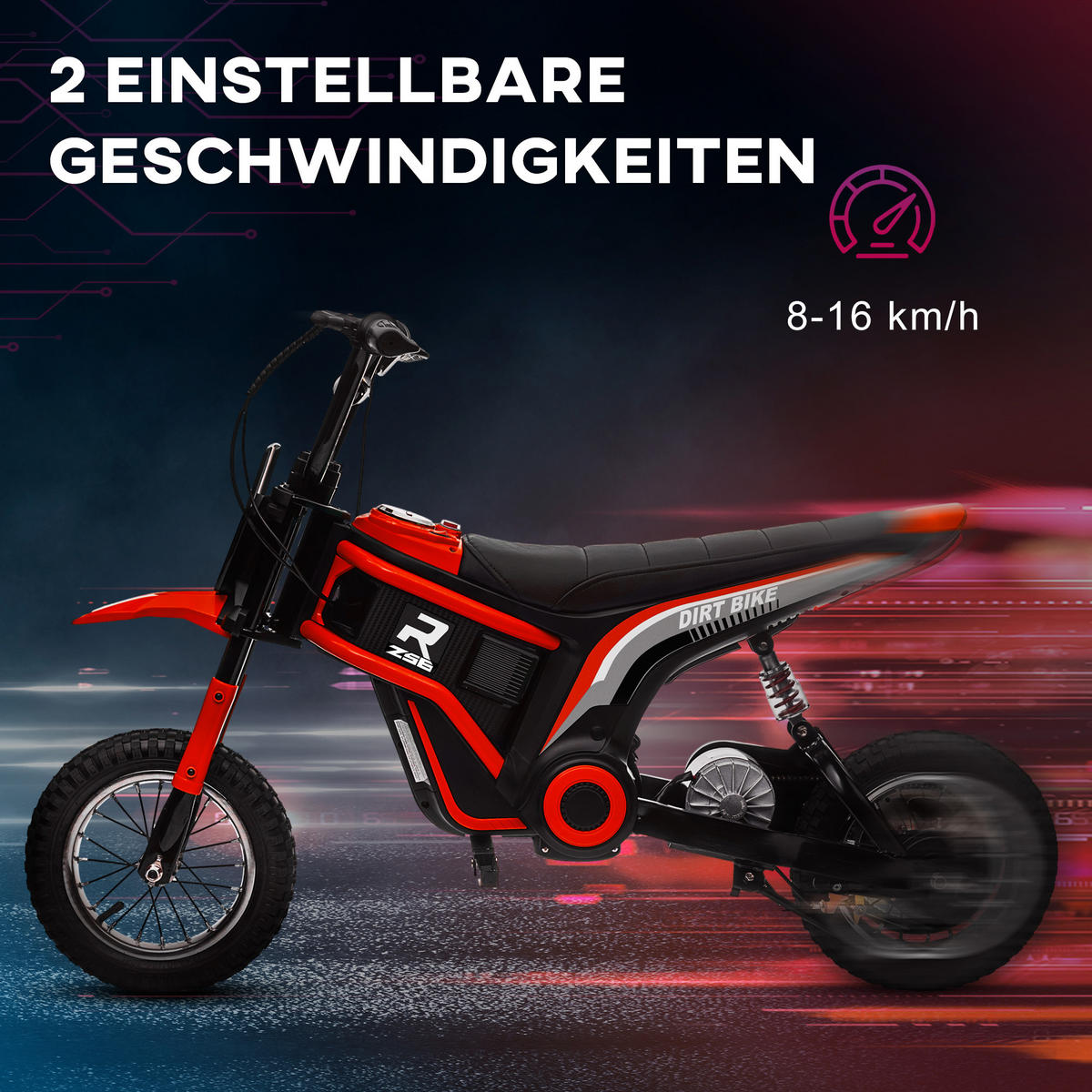 KINDERMOTORRAD, Rot, Kunststoff, Metall - Rot, Kunststoff (119/64/76.5cm) - HOMCOM