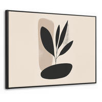 LEINWAND Bilder mit Rahmen - Pflanze - Beige - Japanisch - 100x70 - Schwarz, Textil (100/70cm) - MuchoWow