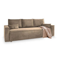 BETTSOFA ALATRI Beige Velours-Stoff mit Schlaffunktion - Beige, Textil (230/85/87cm) - MASSENO