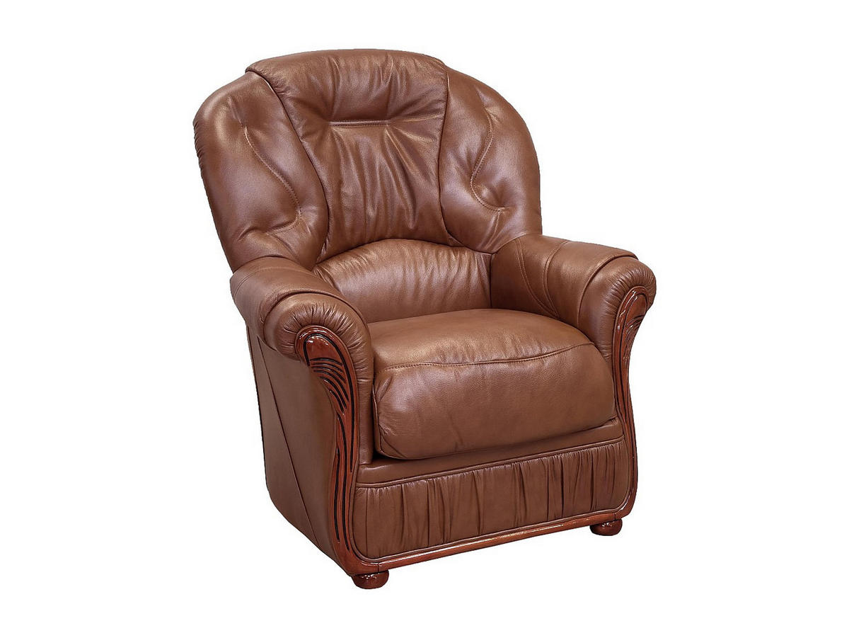 COUCHGARNITUR mit Sessel - 4 Personen - Leder - Schokoladenbraun - DAPHNE - Braun, Leder (83/97/91cm) - Vente-Unique