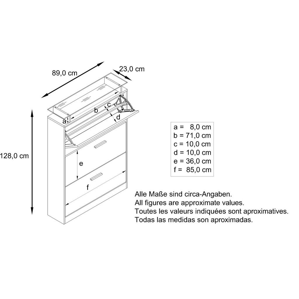 Thumbnail - Vladon Schuhschrank, Brombeere, Holzwerkstoff, 89x128x23 cm, Garderobe, Schuhaufbewahrung, Schuhschränke