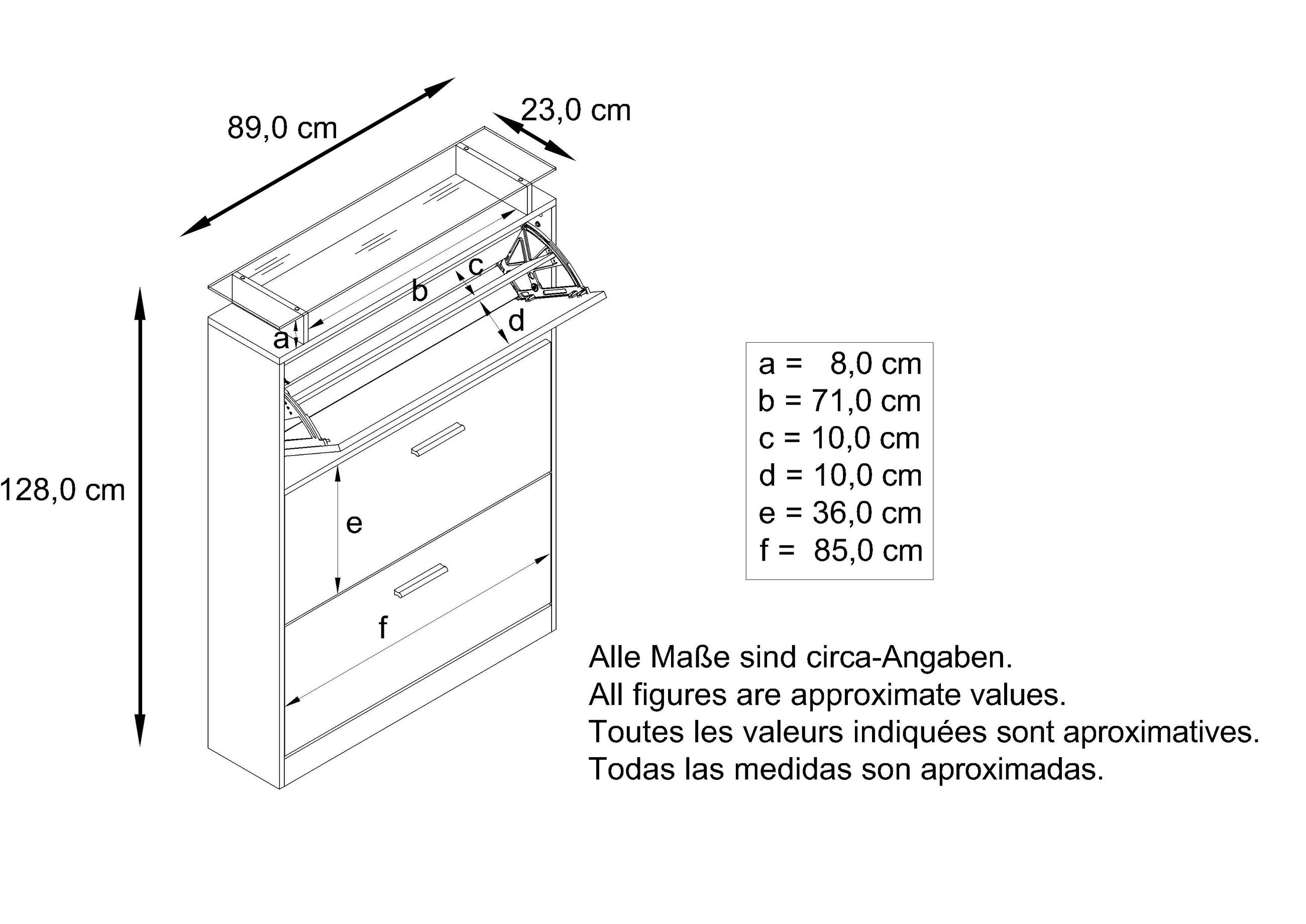 Thumbnail - Vladon Schuhschrank, Weiß, Holzwerkstoff, 89x128x23 cm, Garderobe, Schuhaufbewahrung, Schuhkipper