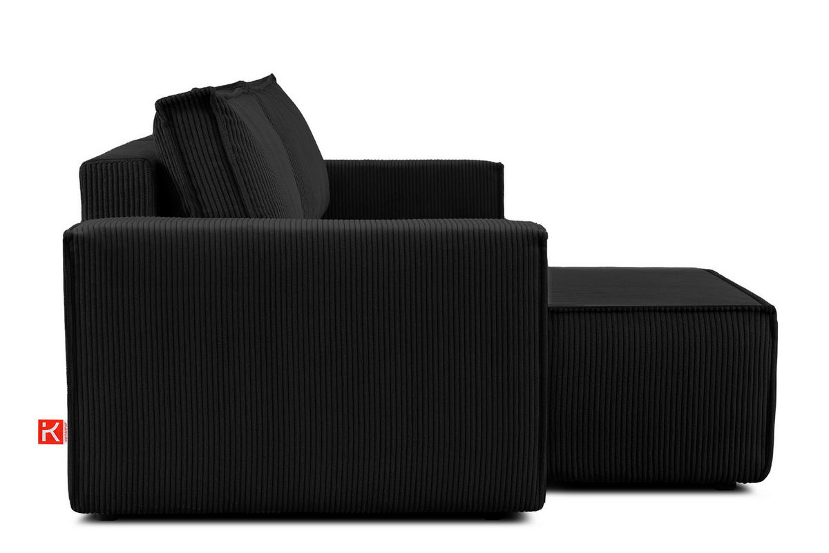 ECKSOFA-LINKS/RECHTS NAPI Schlaffunktion mit Cordbezug, Schwarz - Schwarz, Textil (262/148cm) - KONSIMO®