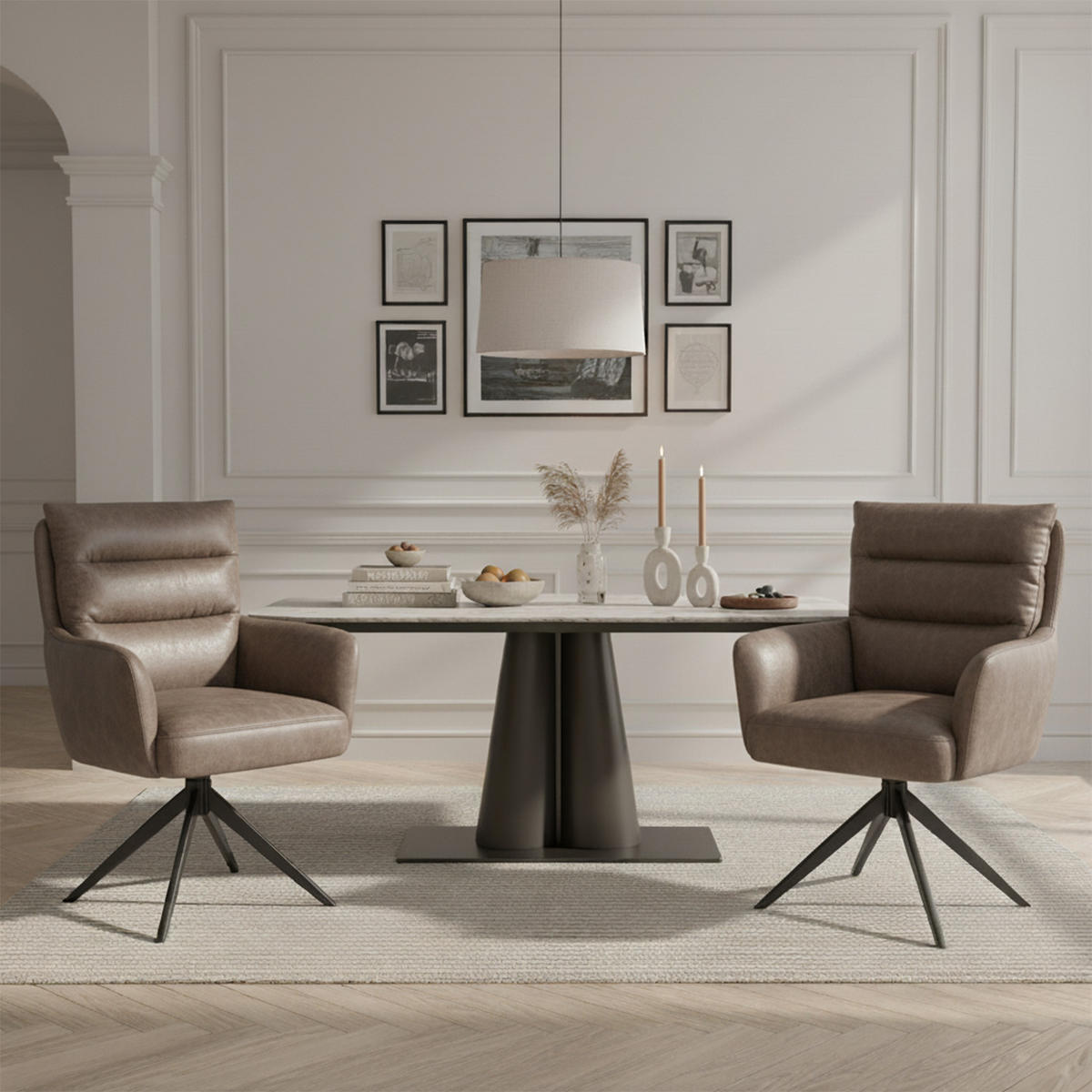 ARMLEHNSTUHL Mika-Alva - Taupe/Schwarz, Textil/Metall (59/94/66cm) - DUBI Möbel