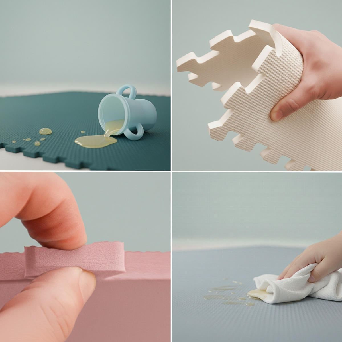 SPIELMATTE ab Null - 90 cm Baby Puzzlematte Weiß - Weiß, Kunststoff (30/30cm) - Littletom