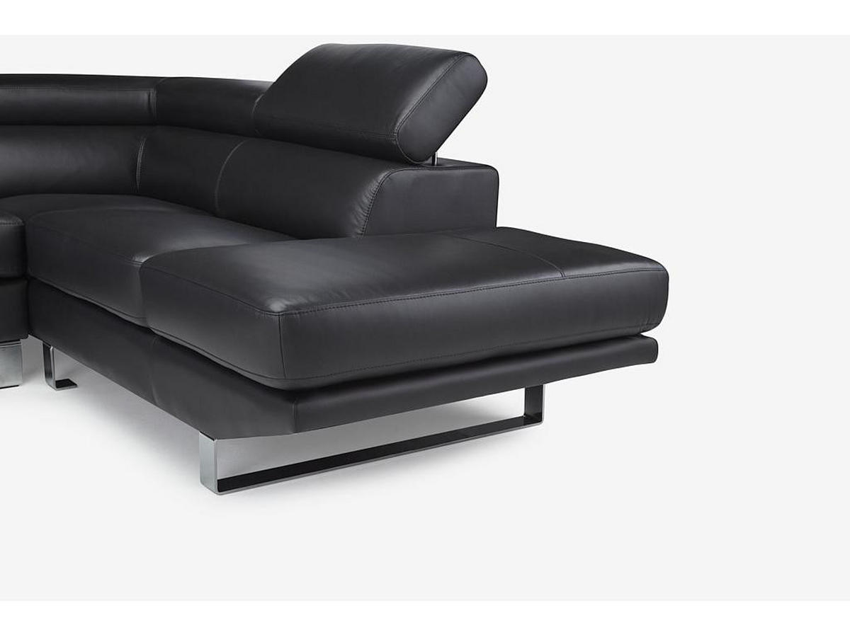 ECKSOFA - Leder - Ecke Rechts - Schwarz - MYSTIQUE - Schwarz, Leder (213/253cm) - Vente-Unique