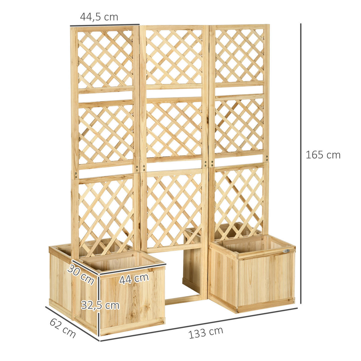 BLUMENKASTEN DE-09857 dreifach klappbar mit 4 Blumenkästen Naturfarbe - Naturfarben, Holz - ComfortXL