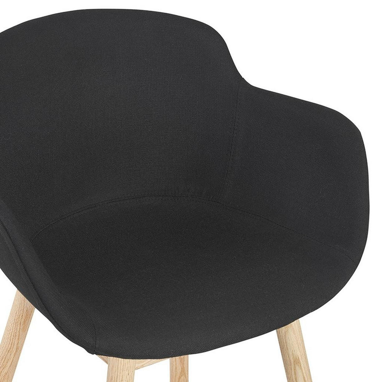 ESSZIMMERSTUHL Stoff mit Eichenbeinen und gepolsterten Armlehnen Ergonomisch, Schwarz 54x59x80 cm - Beige/Schwarz, Eichenholz/Textil (59/80/54cm) - KADIMA DESIGN