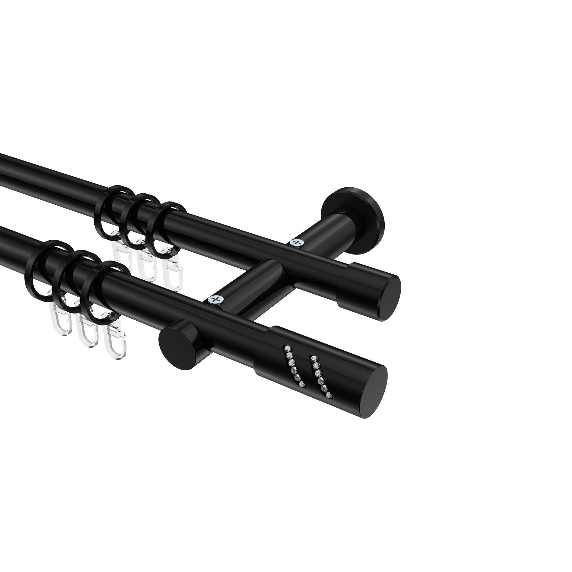 GARDINENSTANGEN-SET Platon Zoena 160 cm, 2-läufig, 20 mm Ø Schwarz - Schwarz, Metall (160cm) - INTERDECO