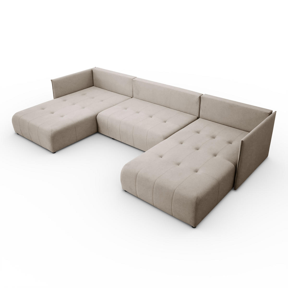 ECKSOFA Sofa U-Form Couch U form Hannover Stoff Castel Beige - Beige, Holz (348/188cm) - Kaiser Möbel