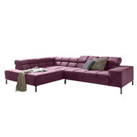 ECKSOFA MIT RELAXFUNKTION NELSON Violett Velvet - Violett/Silberfarben, Textil (321/116cm) - KAWOLA