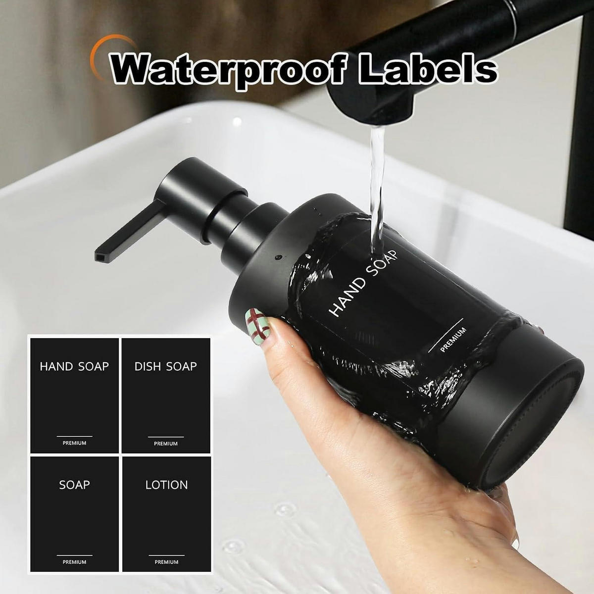 SEIFENSPENDER 2-teiliges Set Glas Schwarz 300 ml - Schwarz, Glas (6.7/17.8/6.7cm)