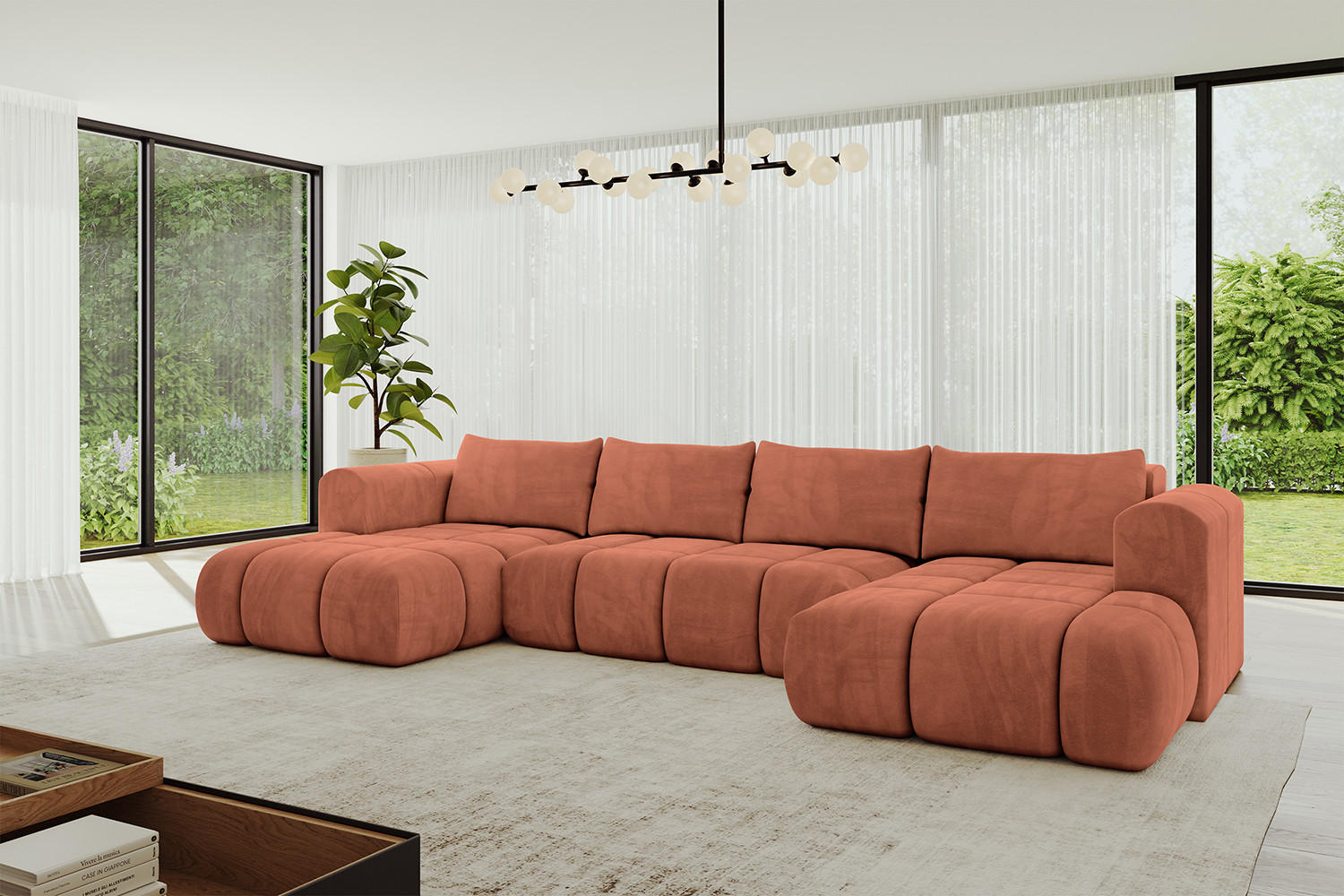 Thumbnail - Altdecor Wohnlandschaft, Koralle, Textil, 6-Sitzer, U-Form, 405x90x185 cm, Wohnzimmer, Sofas & Couches, Wohnlandschaften...