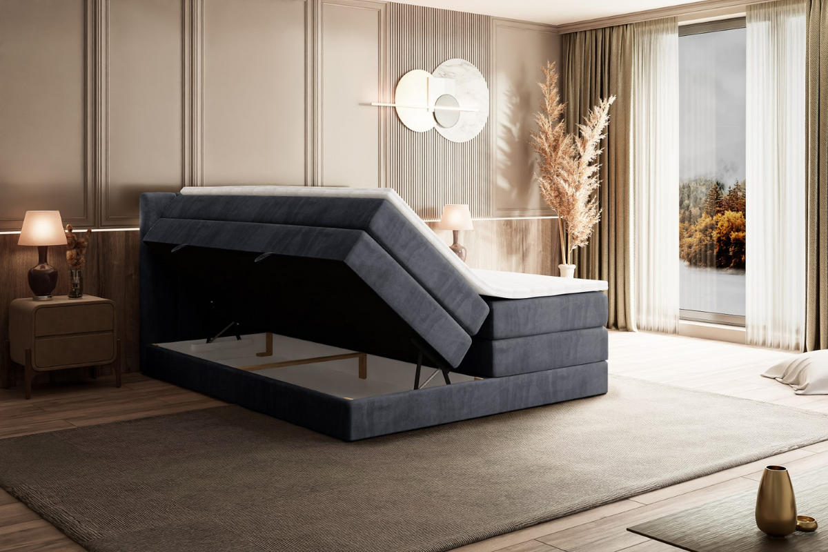 BOXSPRINGBETT OTTA KING - 200x200 - H3/H4 - Dunkelgrau - Dunkelgrau, Holzwerkstoff (200/200cm) - ALTDECOR