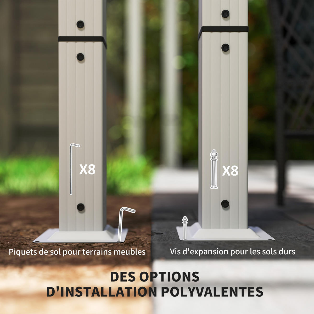 PERGOLA DE-12643 382/300/232 cm ausziehbar UPF30+ mit Magnet Weiß - Weiß, Metall (300/232/382cm) - ComfortXL