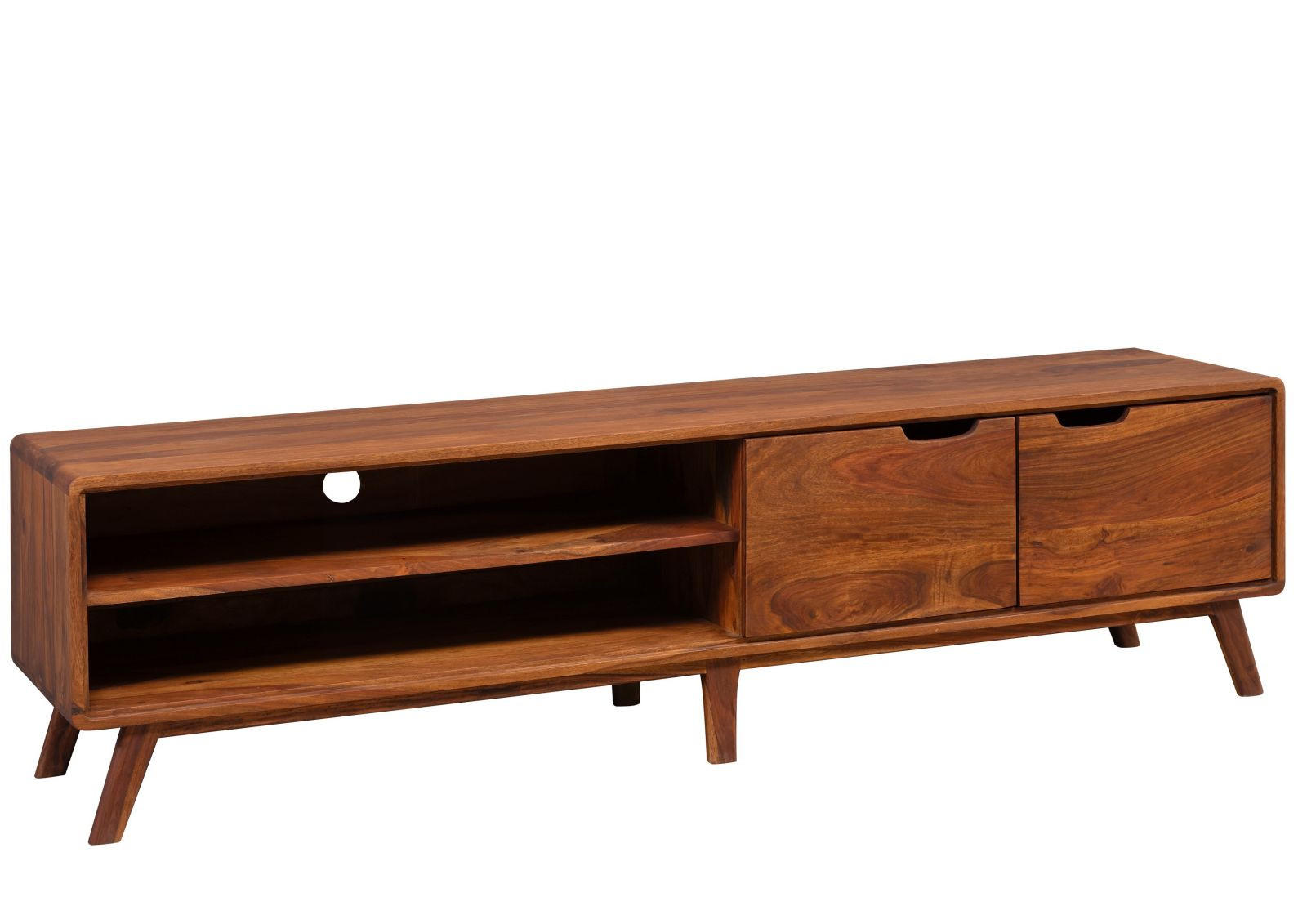 TV-BOARD Sheesham 180x40x48 walnuss gewachst MALMÖ 2 #122 - Dunkelbraun, Holz (180/48/40cm) - Massivmoebel24