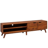 TV-BOARD Sheesham 180x40x48 walnuss gewachst MALMÖ 2 #122 - Dunkelbraun, Holz (180/48/40cm) - Massivmoebel24