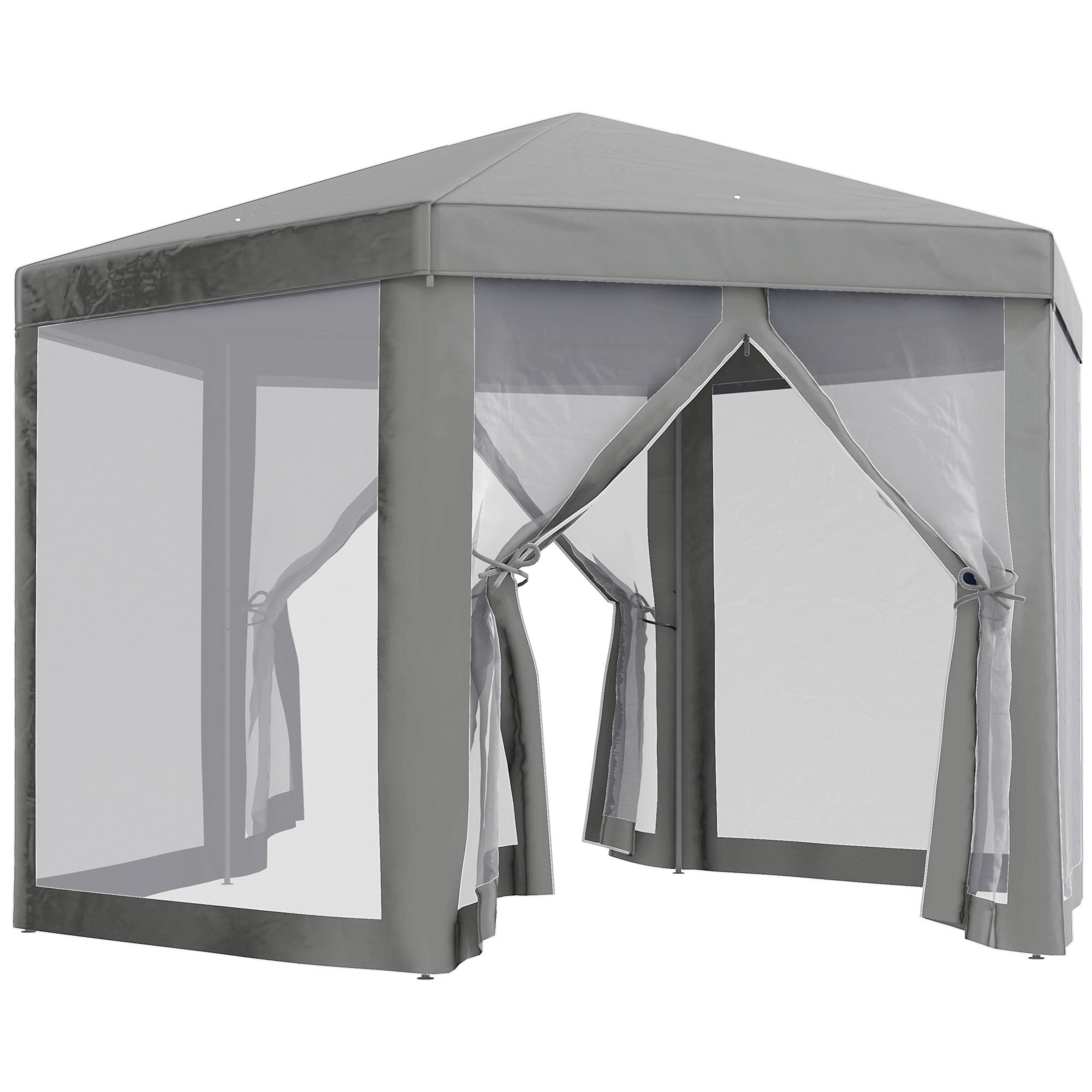 PAVILLON DE-12589 mit Moskitonetzen Grau - Grau, Metall (350/250/400cm) - ComfortXL