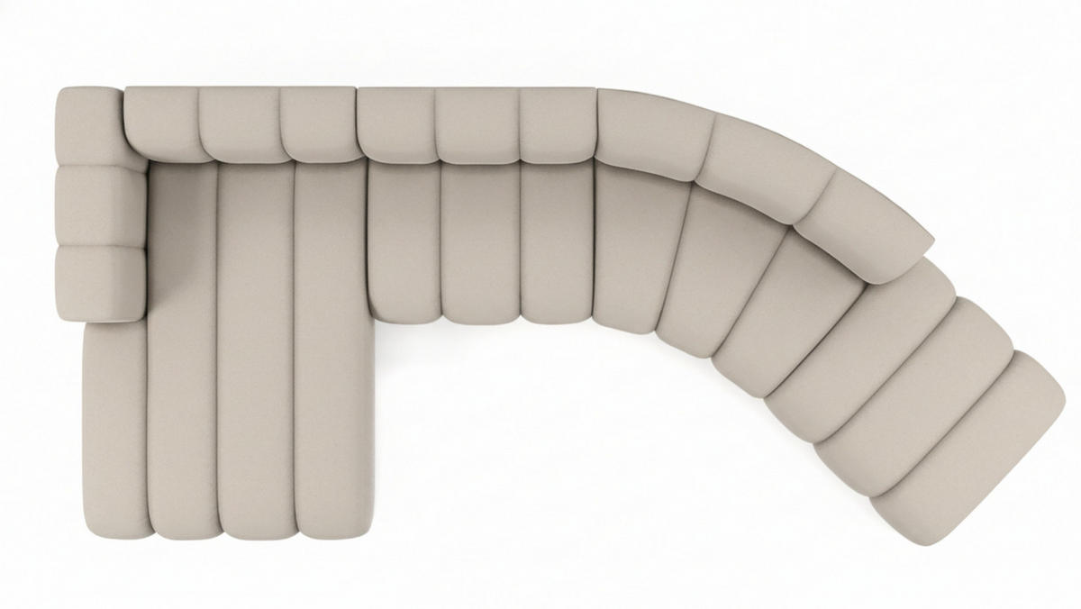 ECKSOFA L-Form GRAND Round, Stoff Salvador, Beige, Links - Beige, Holz (445/179cm) - Kaiser Möbel
