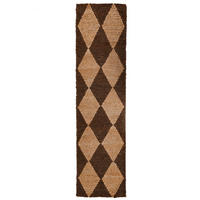 TEPPICH Jute Flachgewebe Rauten Muster, Wohnzimmer Braun Läufer 60x230 - Braun, Textil (60/230cm) - KADIMA DESIGN